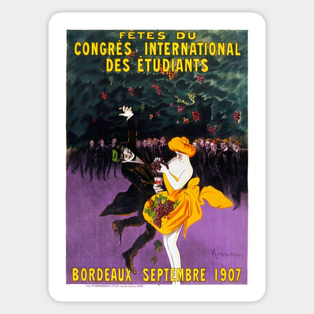 Vintage Travel Poster France Bordeaux Fetes du Congres Sticker by vintagetreasure